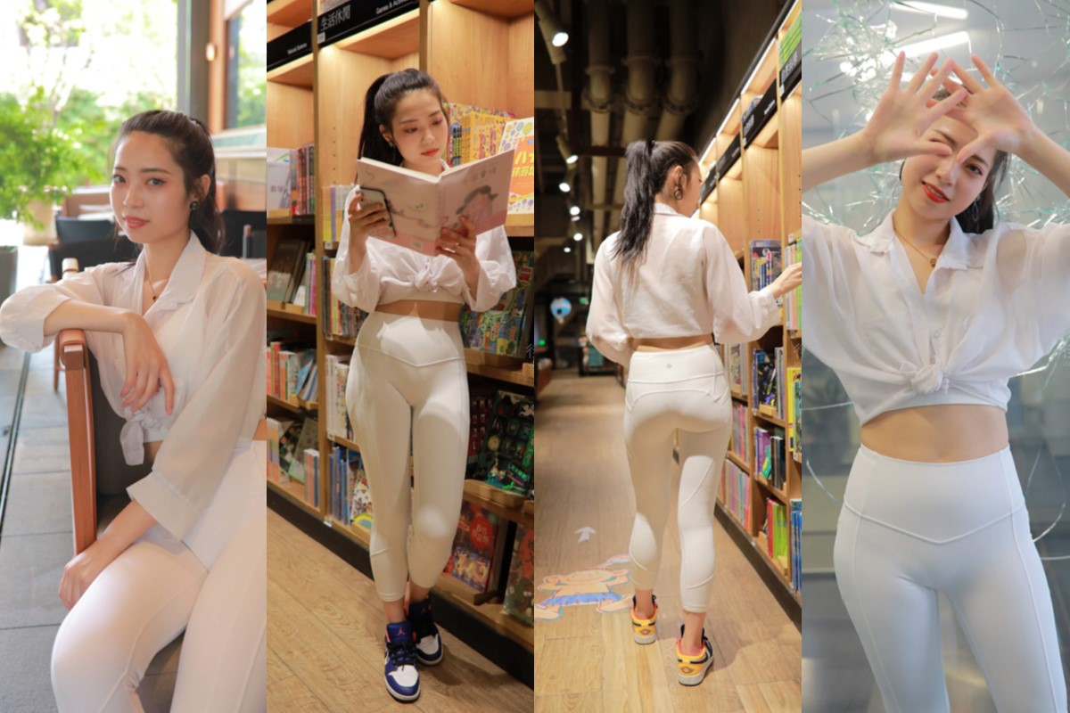 白色瑜伽裤女孩 ~ 图片+V