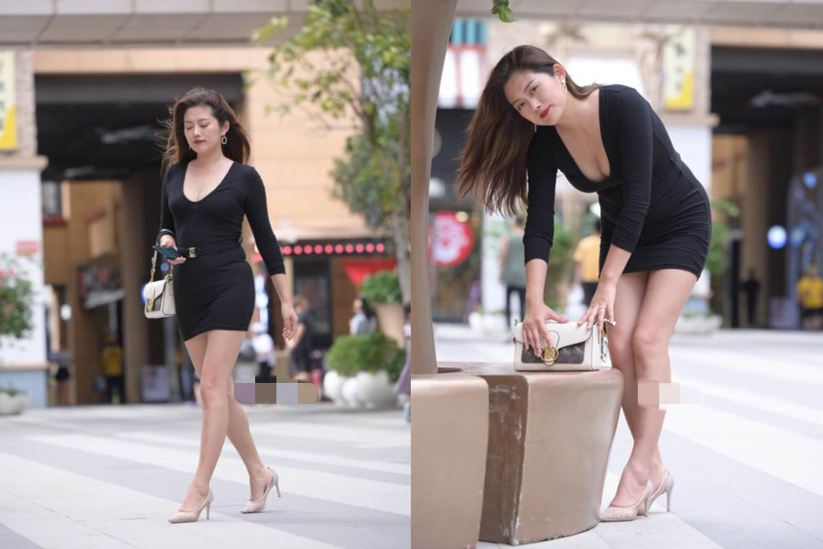 黑色包臀裙性感美女 ~ 图+视频