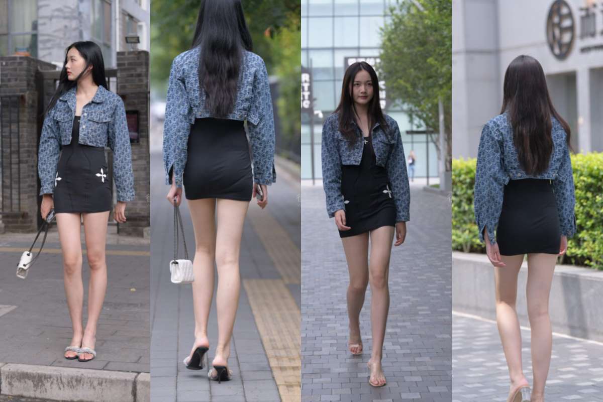 黑色短裙大长腿美女