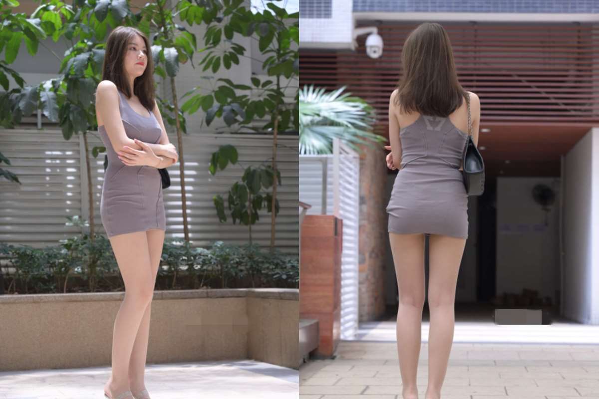 灰色包臀裙性感美女 ~ 图+视频