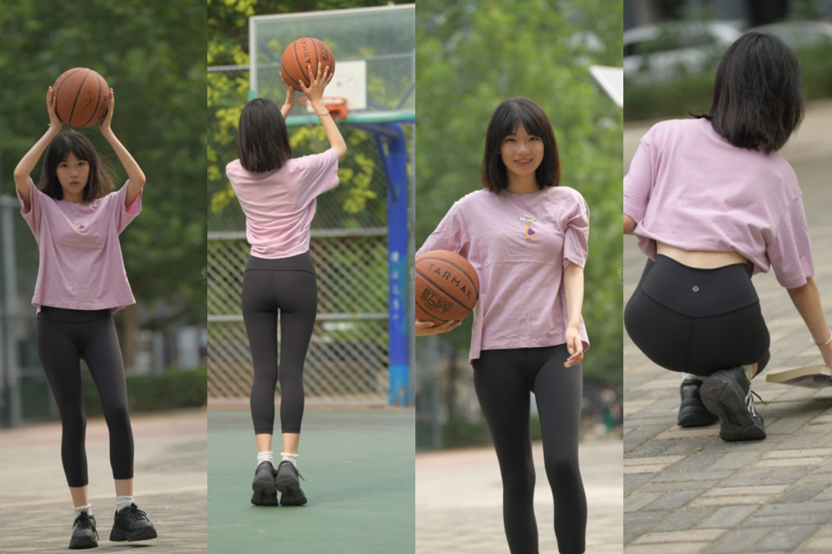 黑色瑜伽篮球课女孩