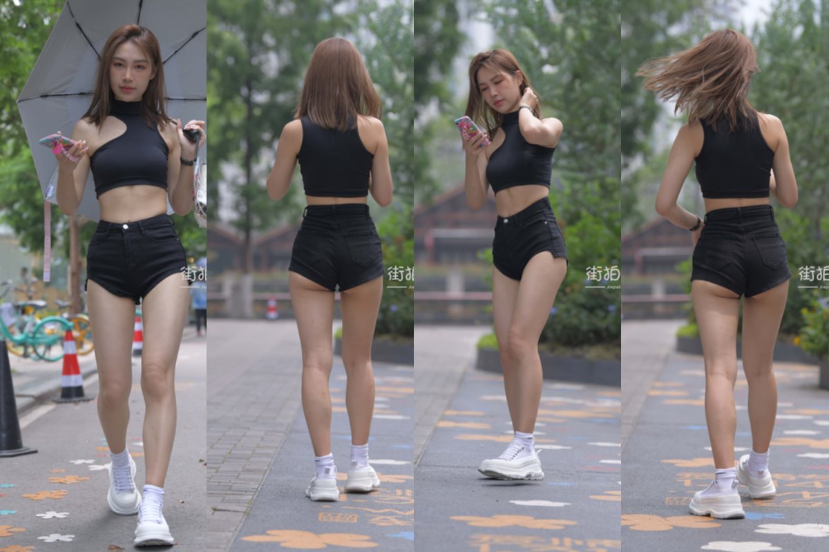 [一始专区] 黑色牛仔热裤美女