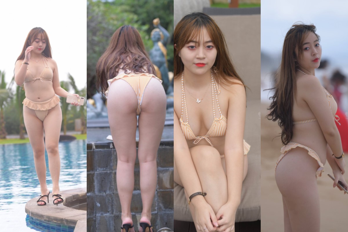 [第7季•海棠依旧] 【红石旅拍摄影作品】粉色条纹比基尼女孩