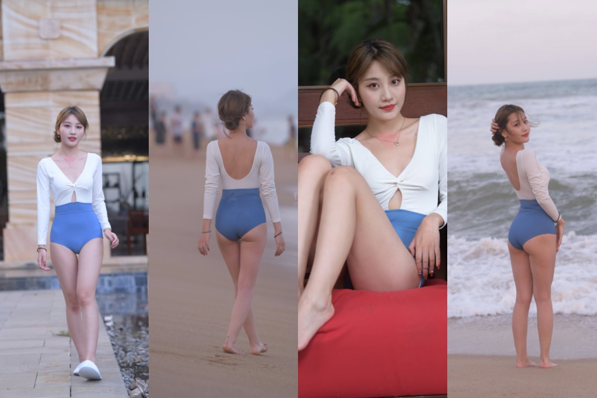 [第7季•海棠依旧] 【视觉冲击旅拍摄影作品】蓝色泳装女孩