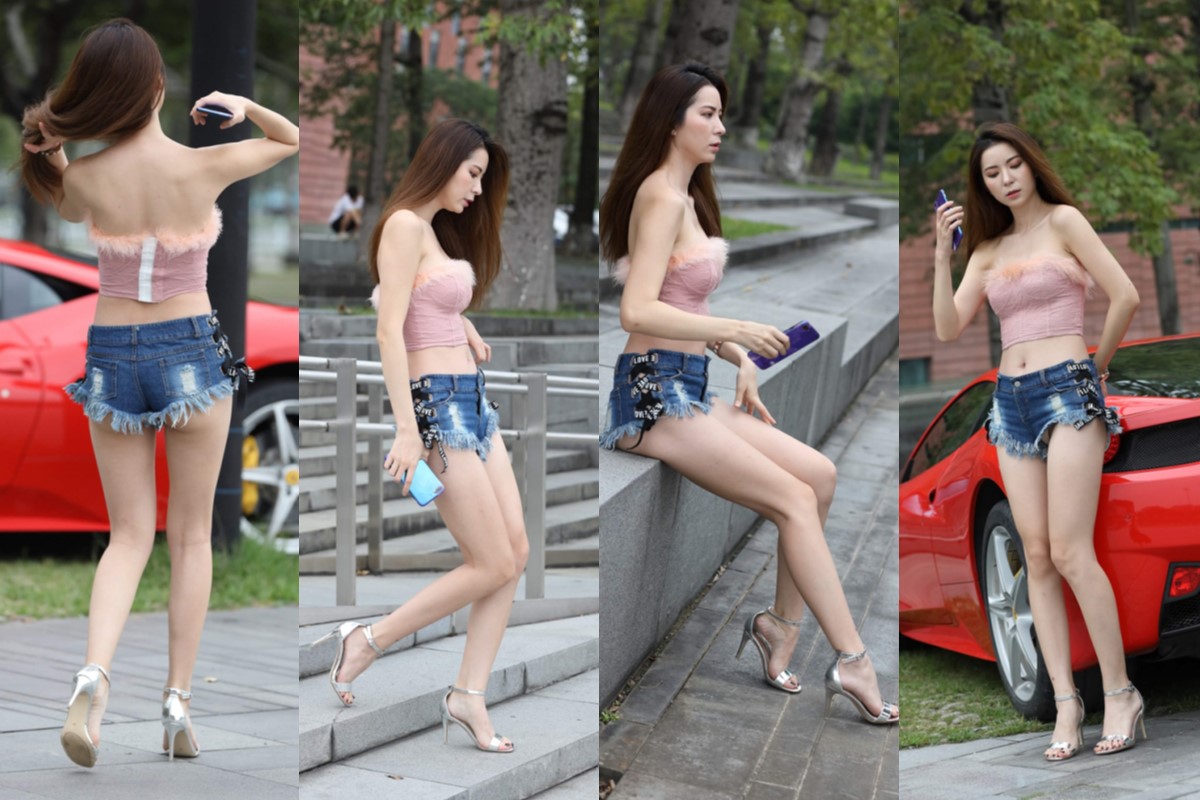 高挑热裤美女【套图+视频】