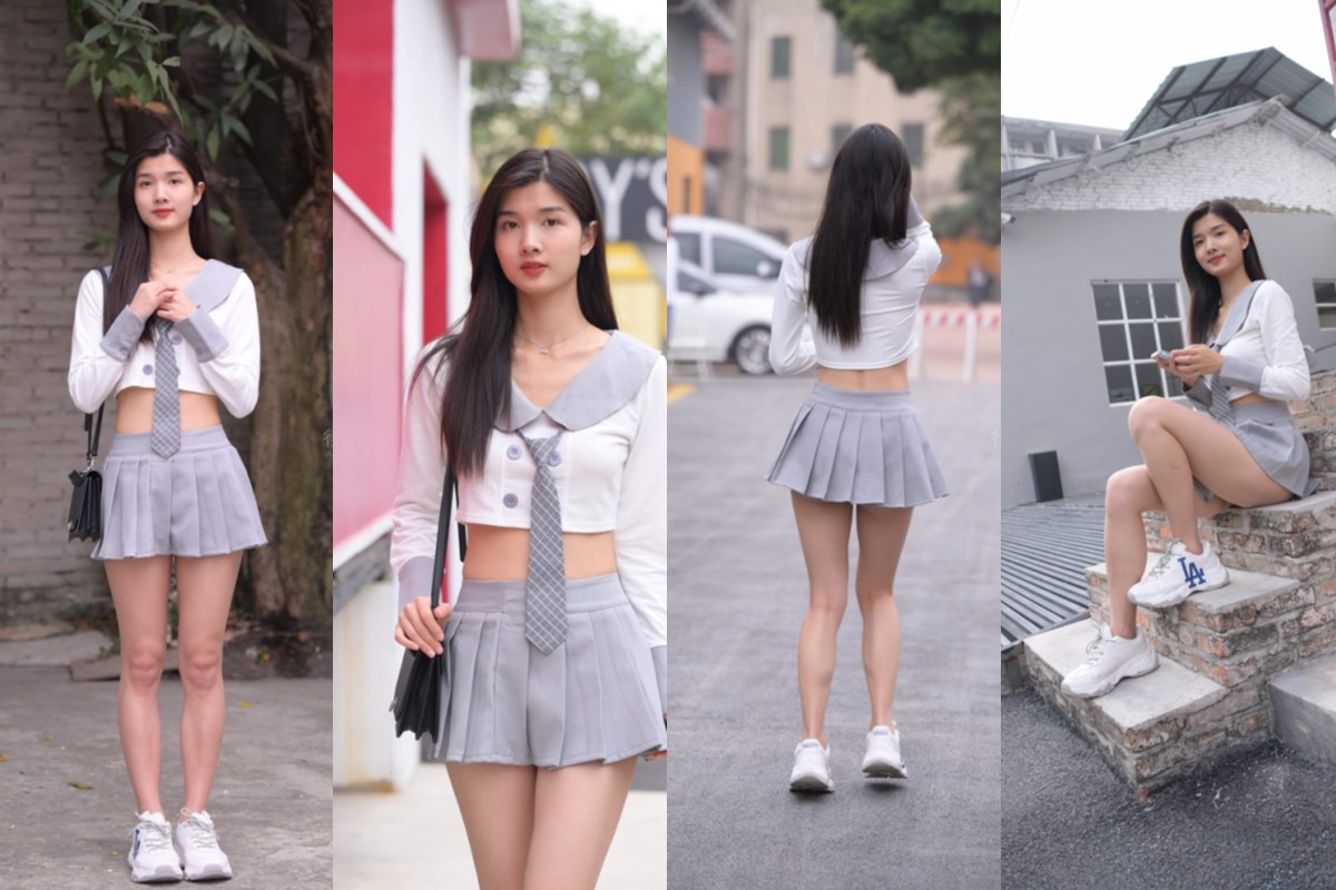 魂魂摄影作品●灰色短裙女孩 【套图+视频】