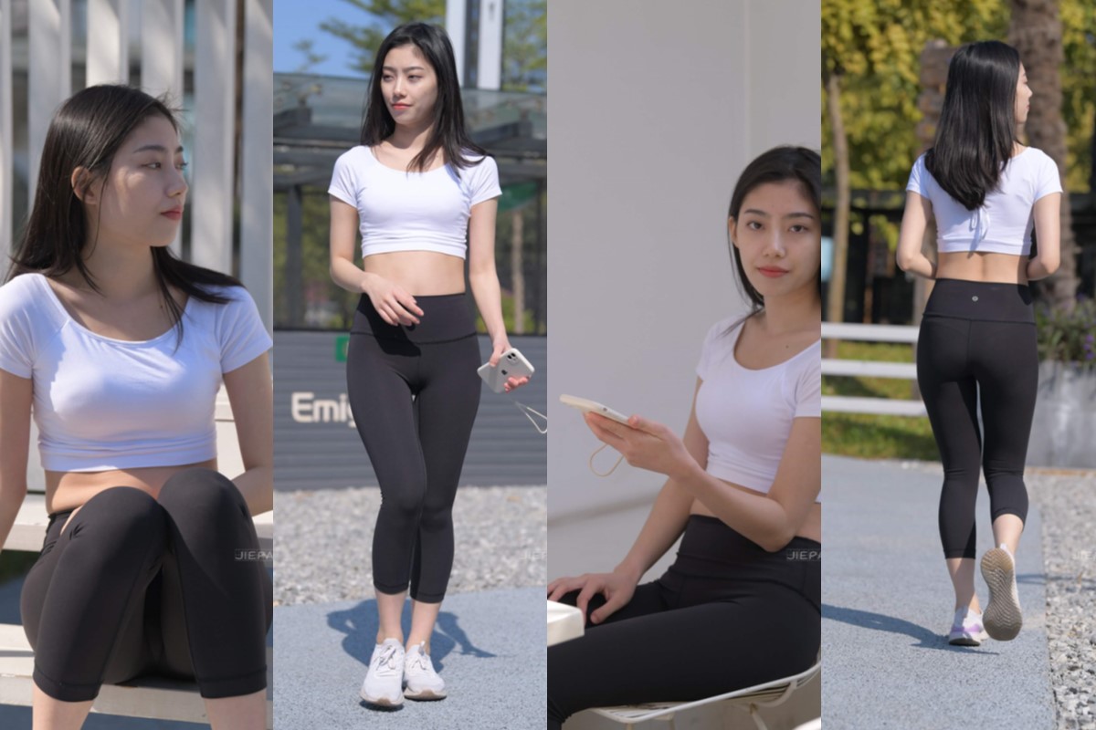 红石街拍作品★黑色瑜伽裤女孩 【套图+视频】