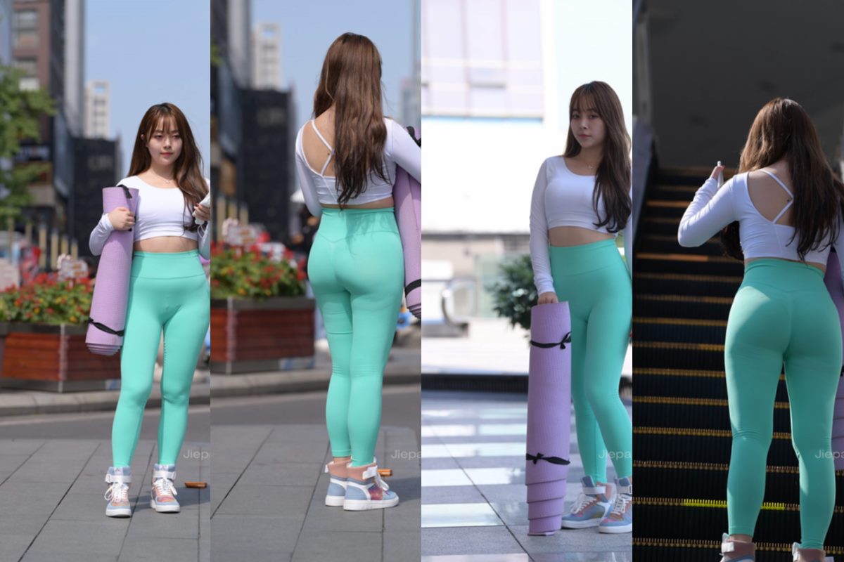 宅宅街拍作品★绿色瑜伽裤女孩 【套图+视频】