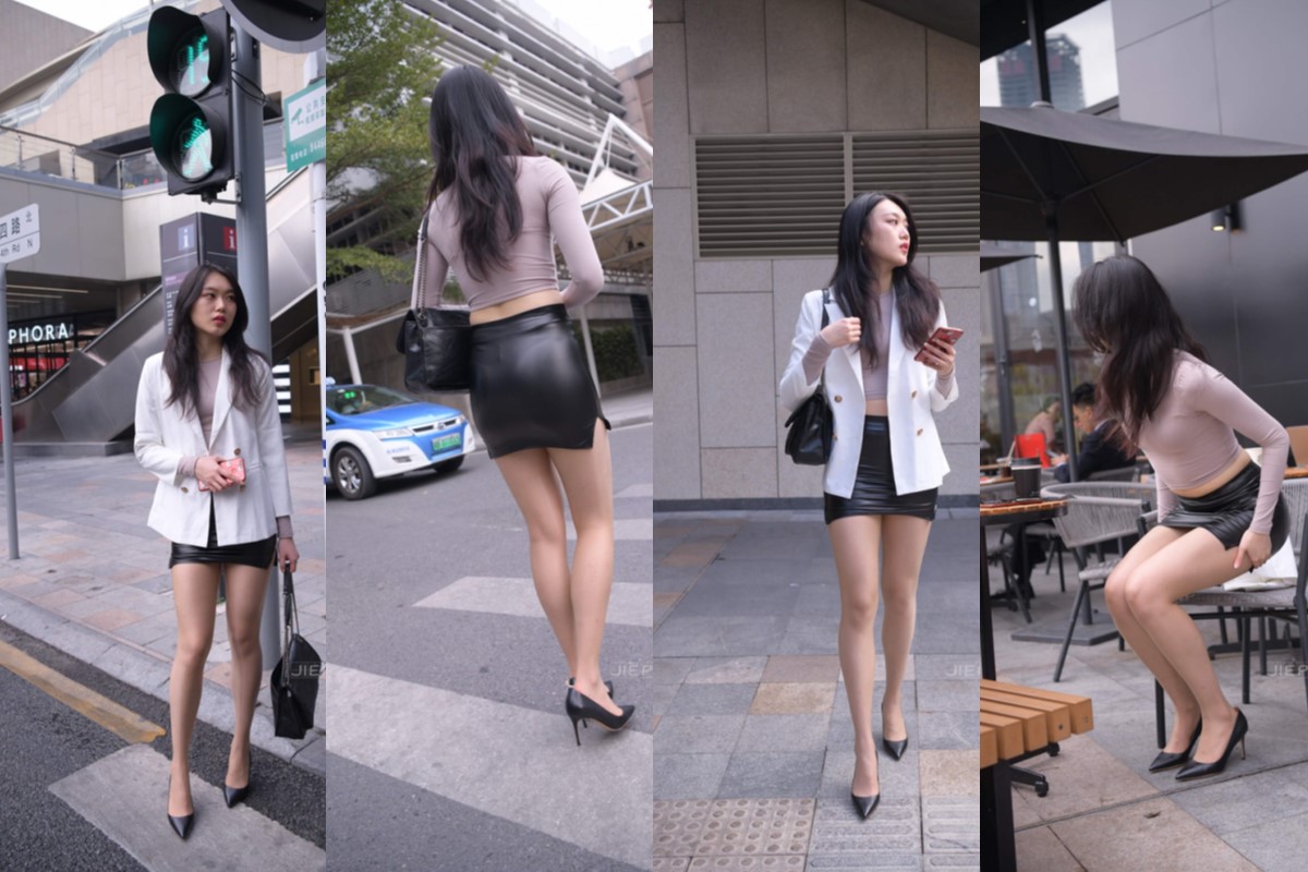 魂魂街拍作品★那个女人~包臀皮短裙 【套图+视频】