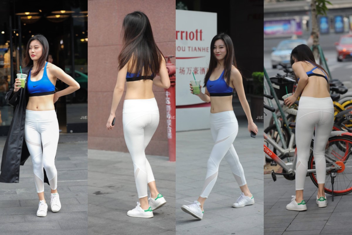 白色紧身瑜伽裤美女【套图+视频】