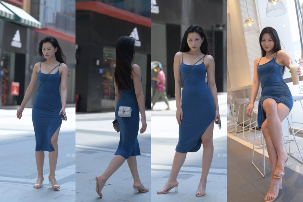 红石摄影作品●性感的蓝色包臀裙美女 【套图+视频】