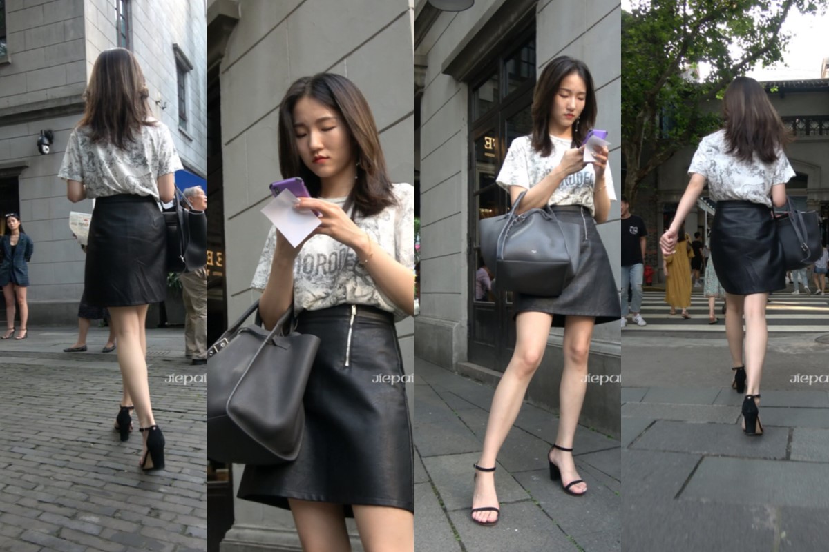 4K - 性感皮短裙街拍美女小姐姐 [1.23 GB/MP4]