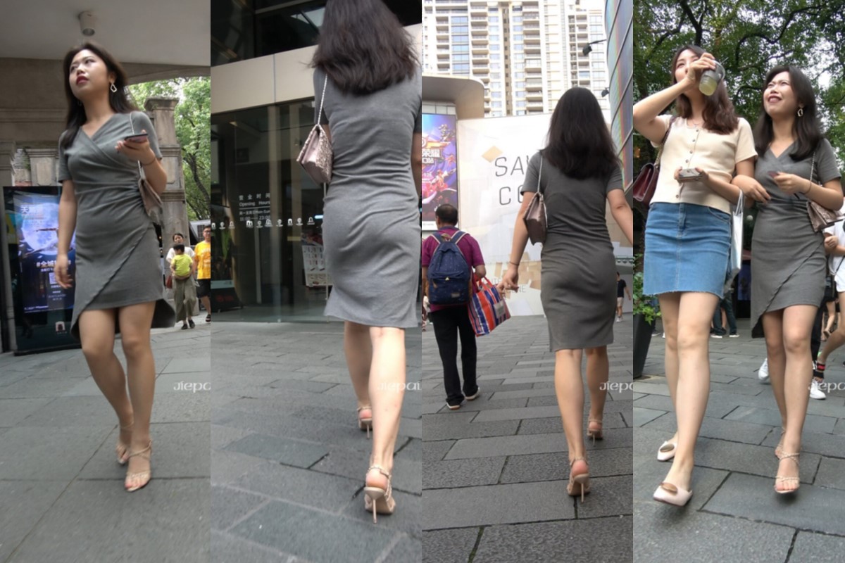 4K - 街拍灰色短裙美腿美女姐姐 [2.02 GB/MP4]