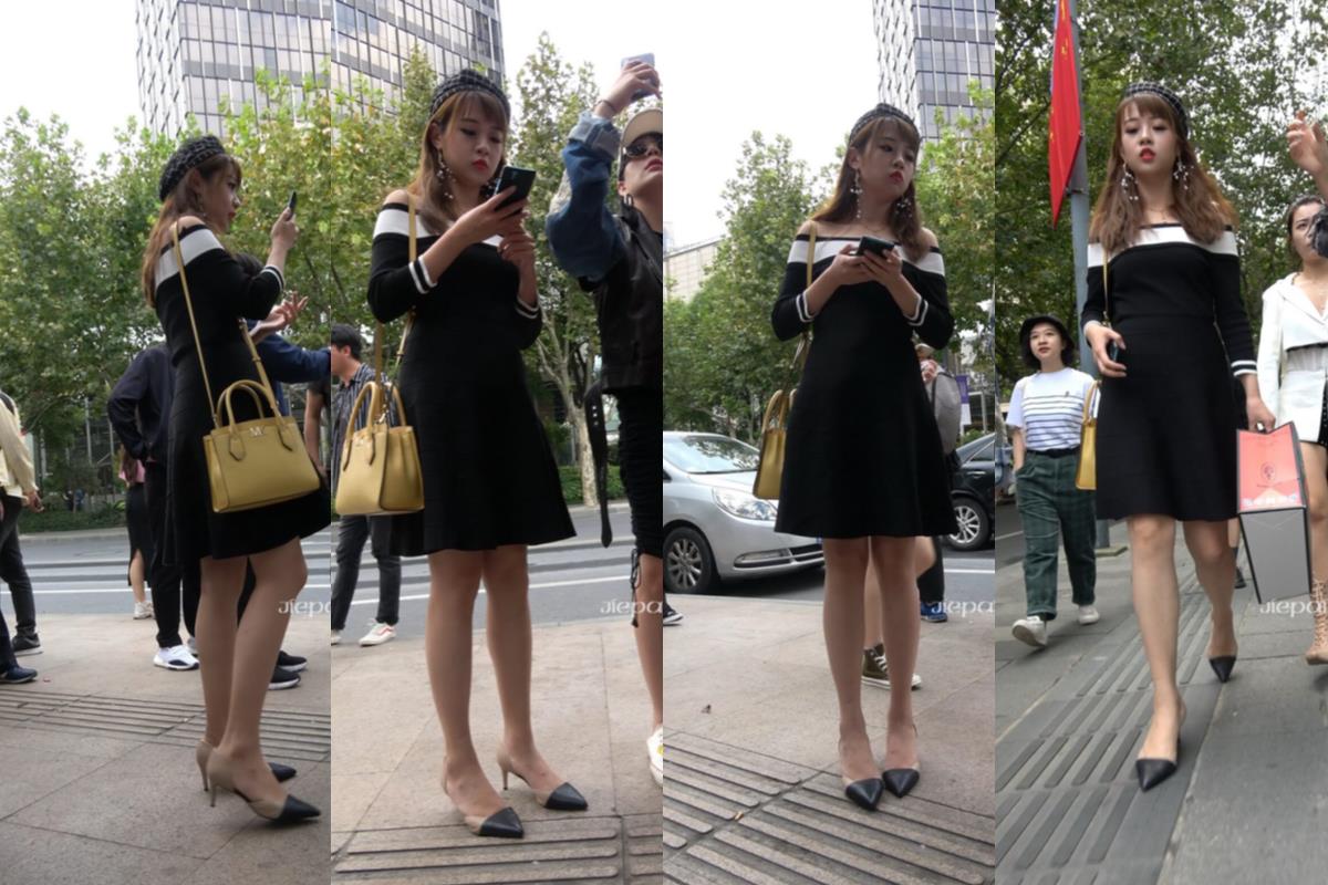 4K - 时尚气质街拍连衣裙高跟鞋美女 [1.37 GB/MP4]