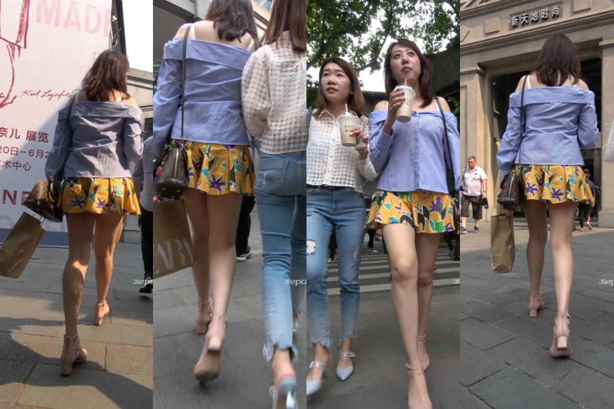 4K - 街拍性感小短裙街拍高跟长腿美女 [922 MB/MP4]