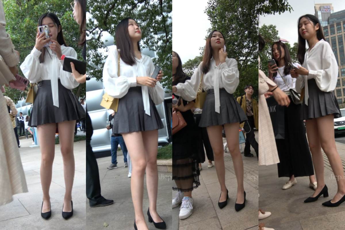 4K - 街拍百褶短裙白衬衫青春美少女 [2.00 GB/MP4]