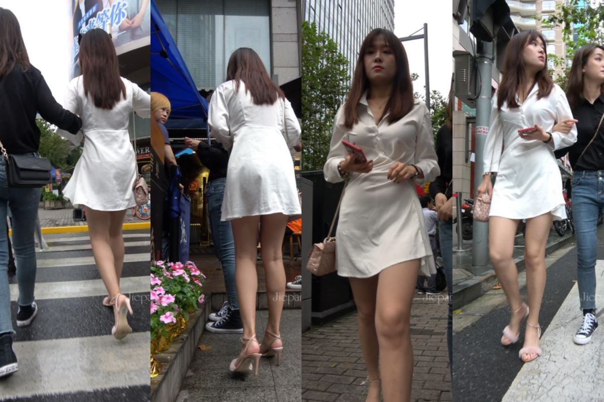 4K - 街拍白裙美腿美女 [2.18 GB/MP4]