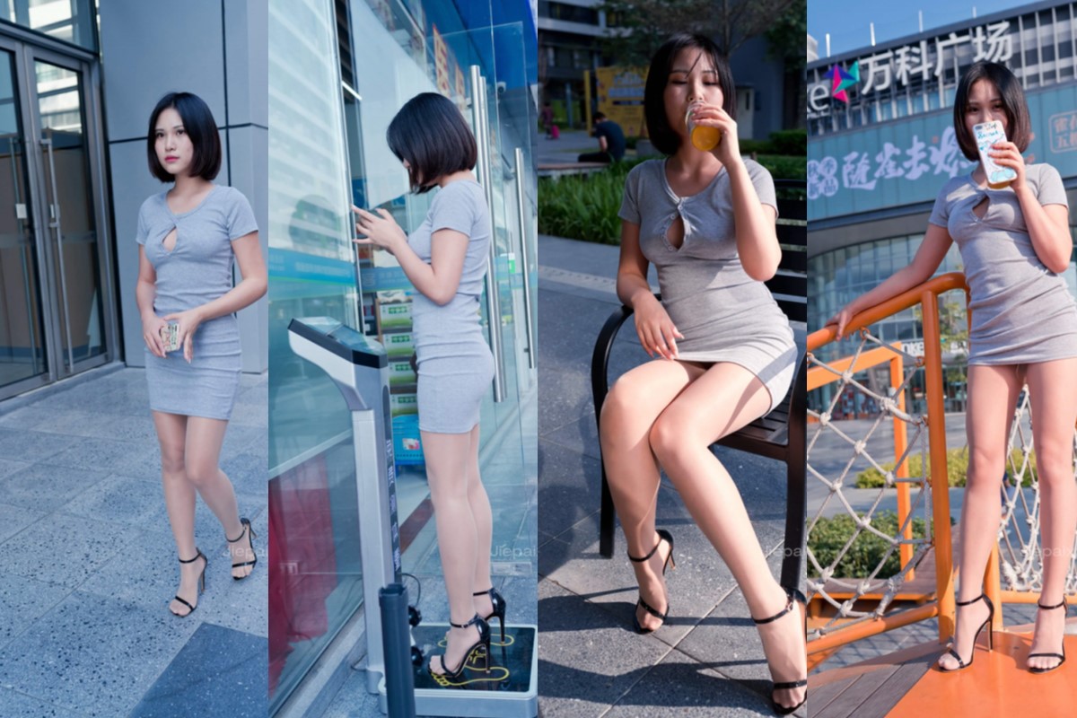 御风★商业广场看哈哈镜的包臀裙肉丝萌宝儿【套图+视频】