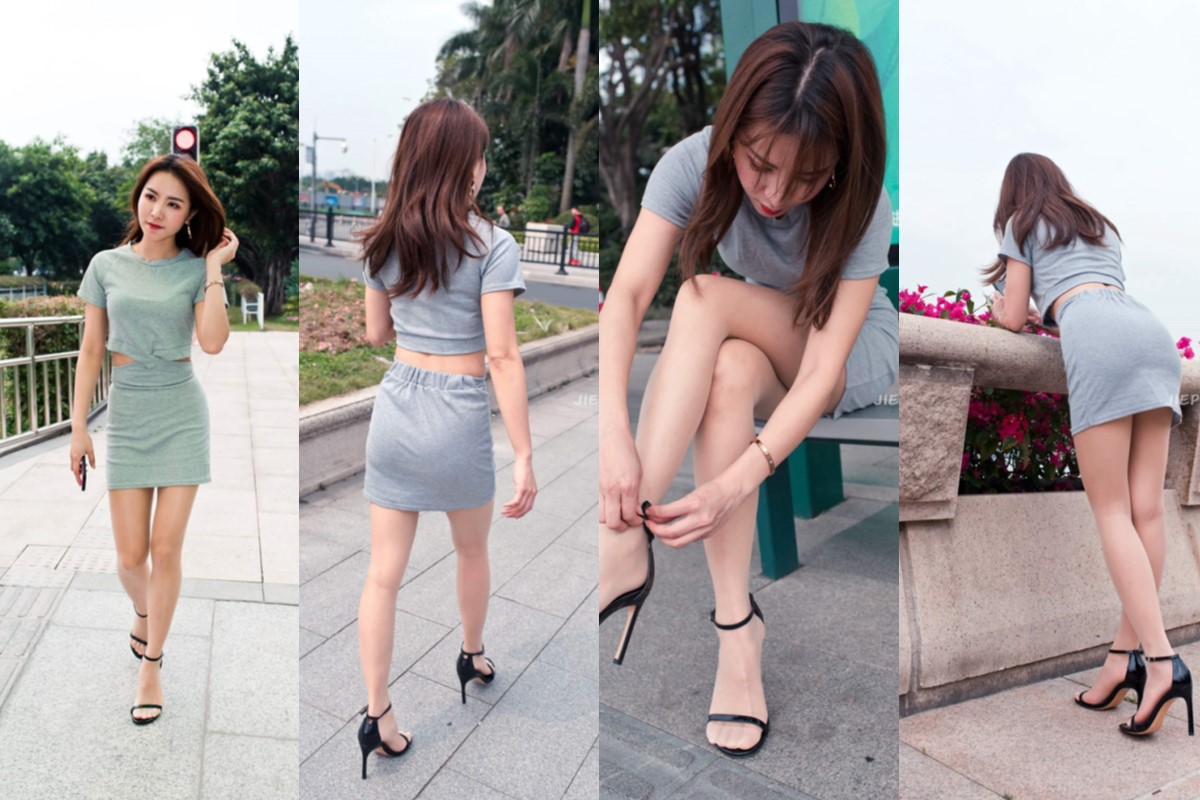 灰色短裙 【套图+视频】