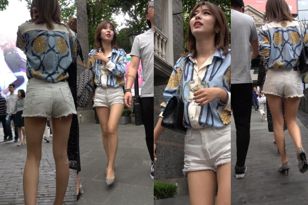 4K - 街拍白短热裤尖嘴高跟鞋美女 [1.16 GB/MP4]