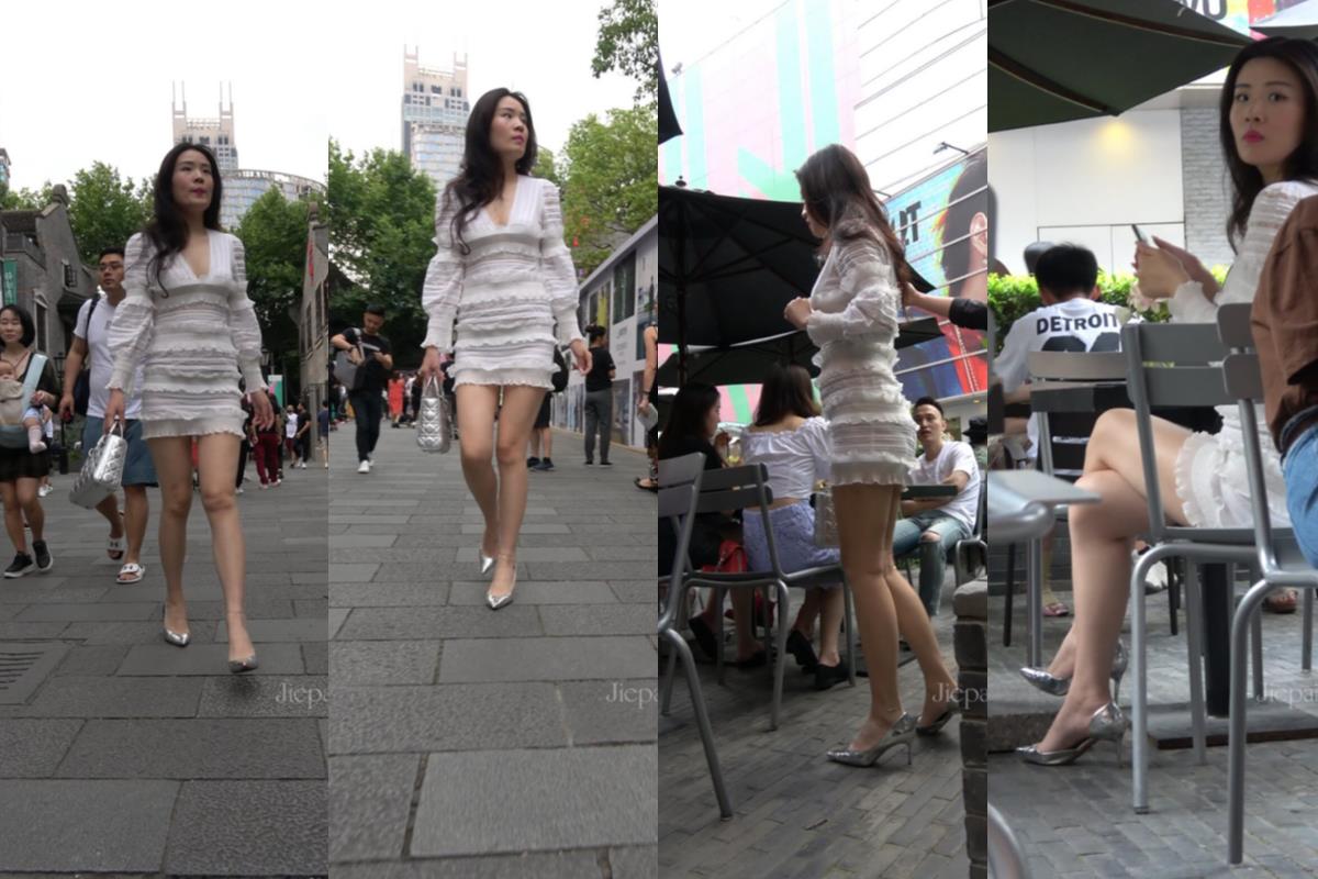 4K - 街拍性感的高跟鞋白裙美姐 [1.05 GB/MP4]