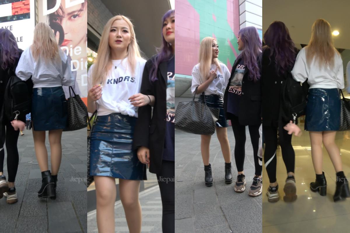 4K - 街拍黄头发皮短裙妹子 [1.11 GB/MP4]