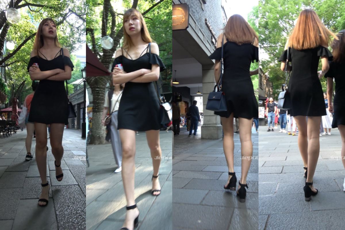 4K - 街拍黑色短裙街拍高跟美女 [1.36 GB/MP4]
