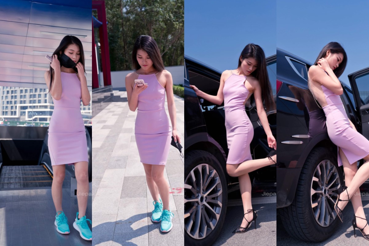 御风★极品肉丝紫裙小猪猪商城街拍【套图+视频】