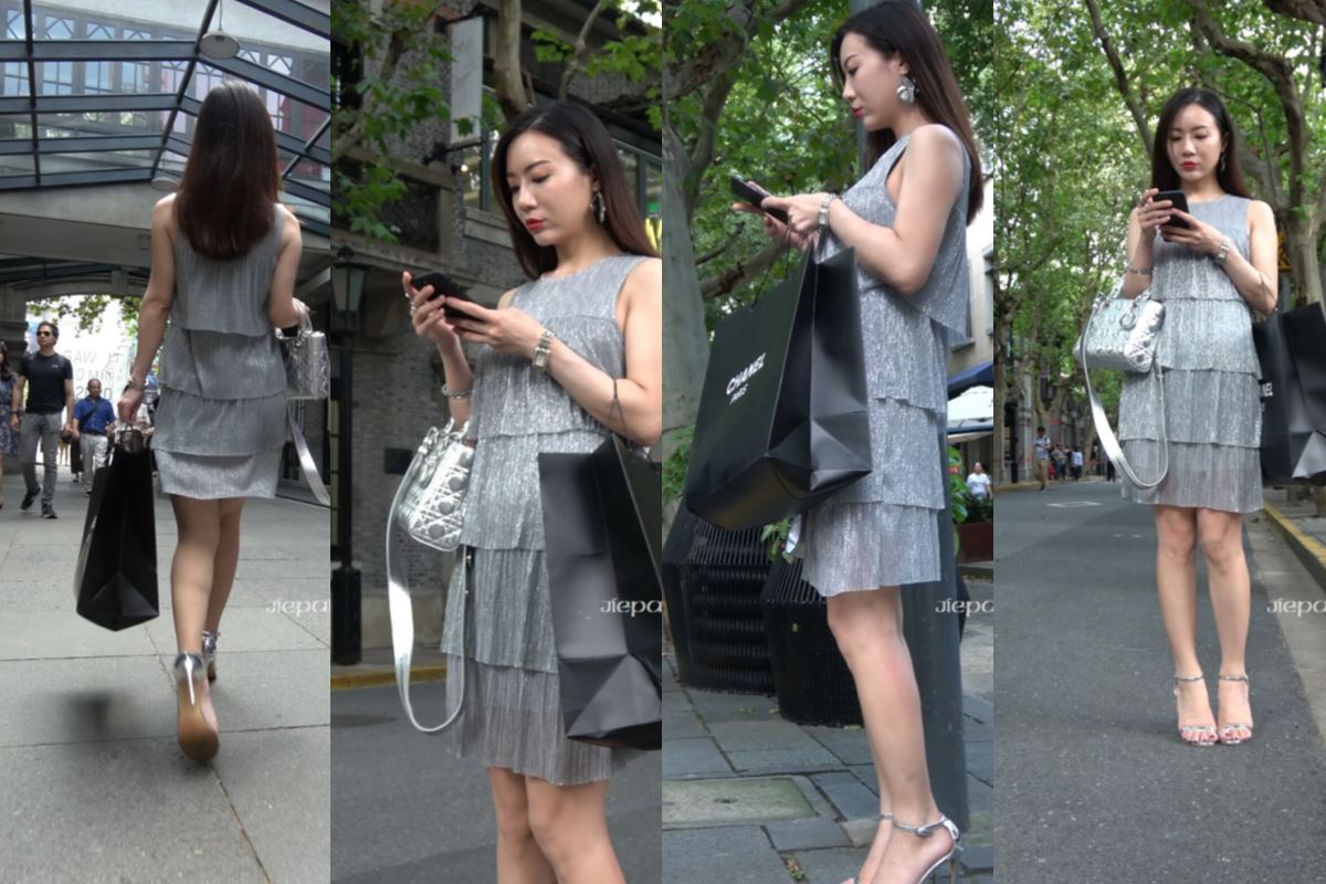 4K - 性感时尚街拍连衣裙美女 [2.86 GB/MP4]