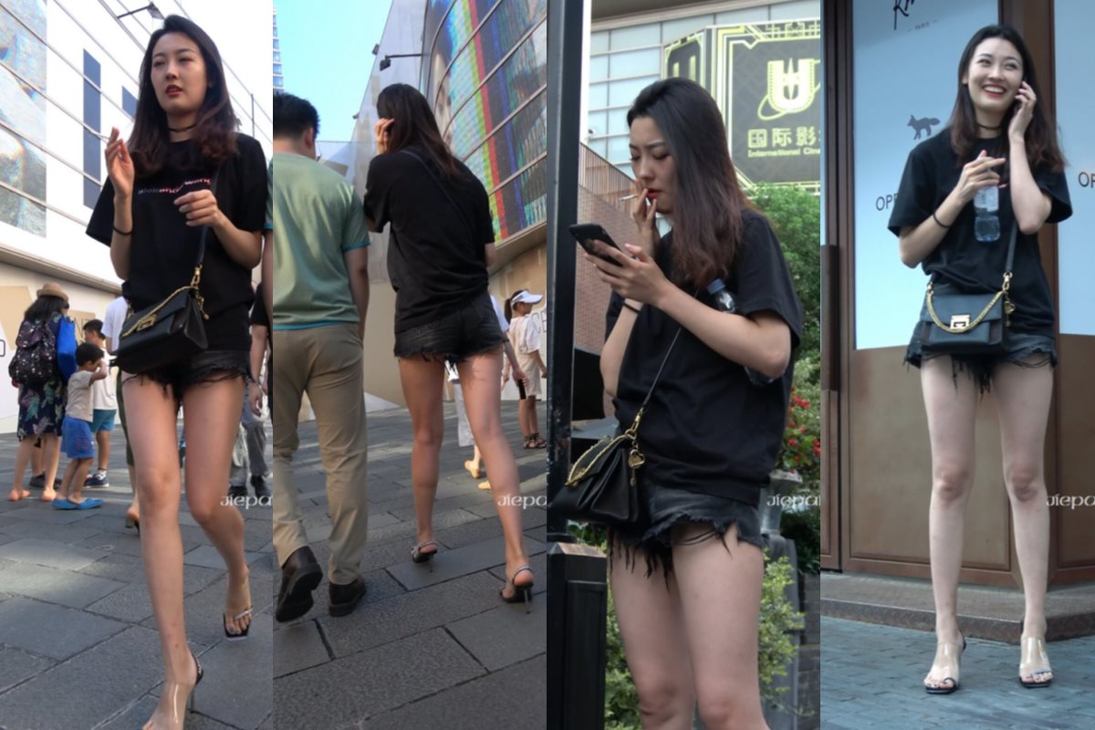 4K - 街拍热裤美腿吸烟的漂亮小姐姐 [2.06 GB/MP4]