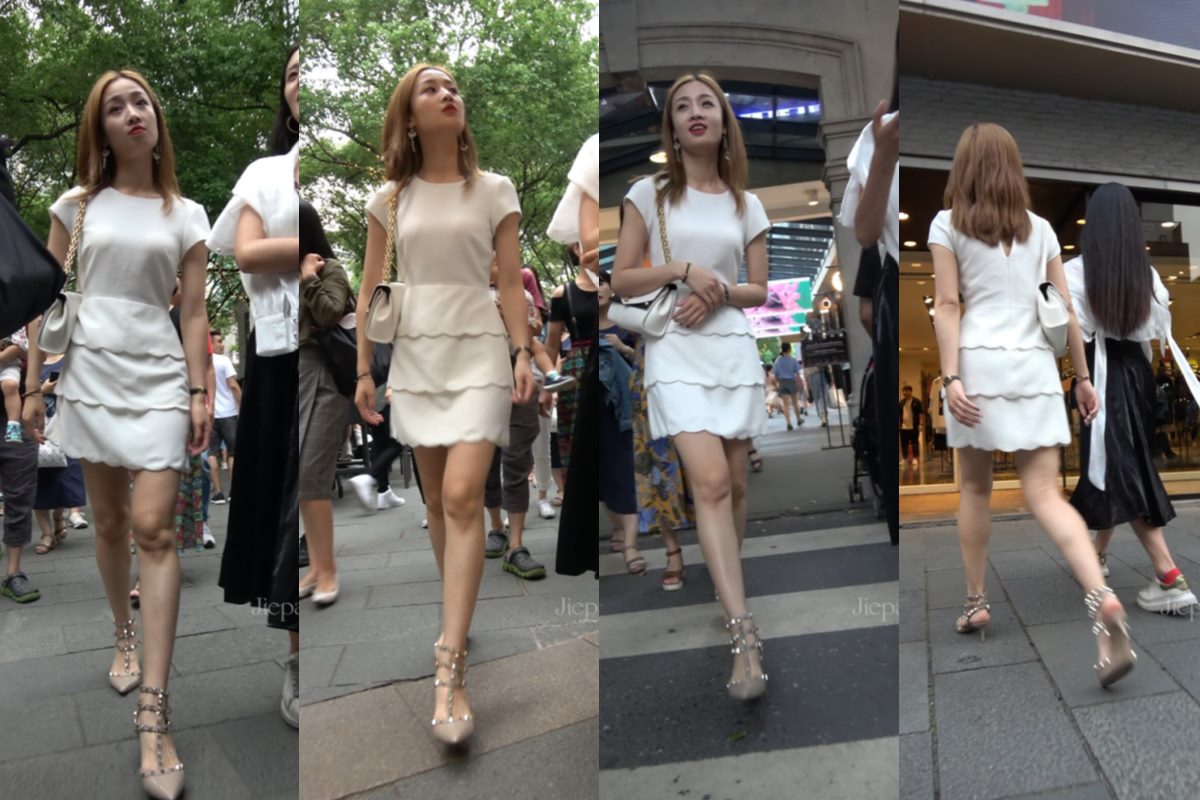 4K - 街拍气质优雅的白裙美女 [1.00 GB/MP4]