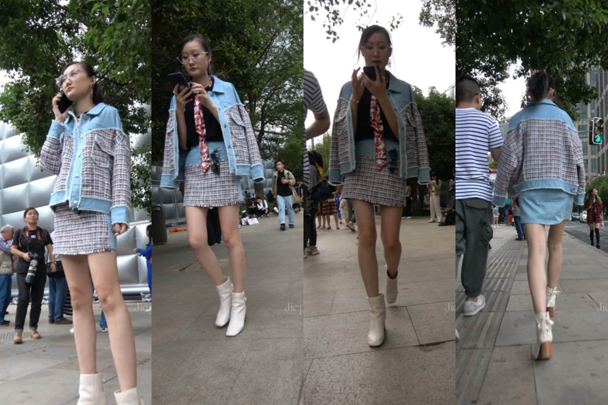 4K - 街拍苗条高挑眼镜妹 [1.65 GB/MP4]