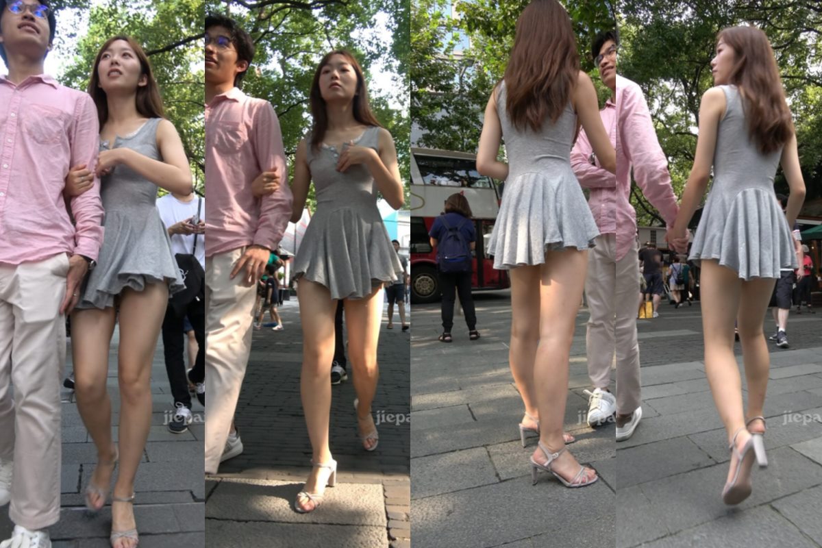 4K - 街拍灰色裙美腿美眉 [2.00 GB/MP4]