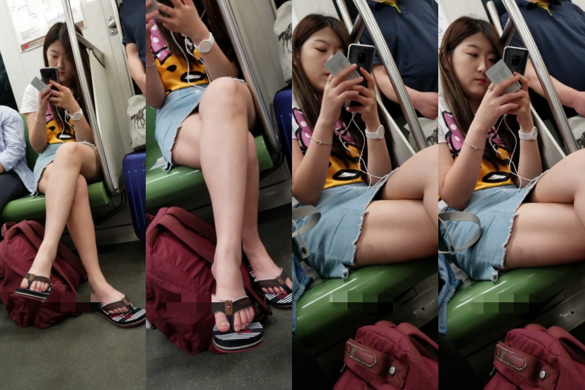 4K - 街拍依靠在地铁车厢里的牛仔裙姑娘 [1.26 GB/MP4]