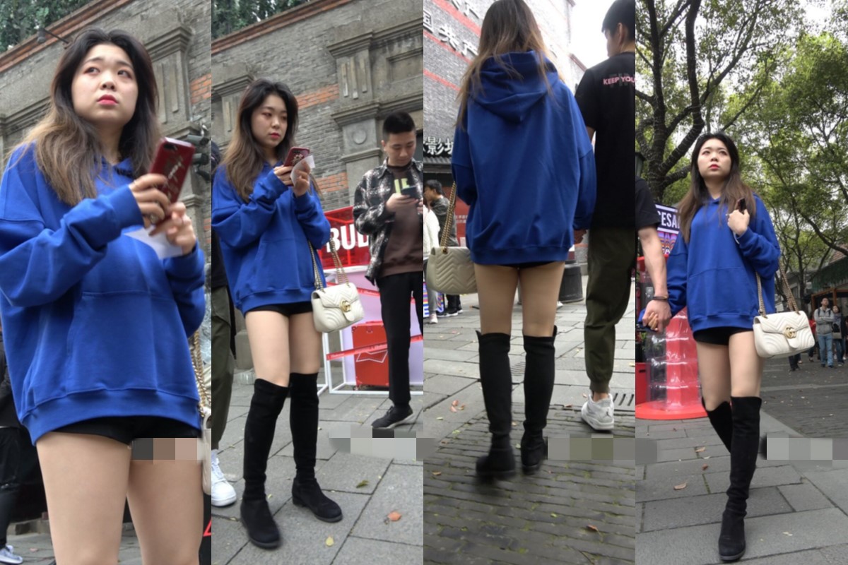 4K - 街拍蓝色卫衣、长靴美腿姑娘 [2.03 GB/MP4]