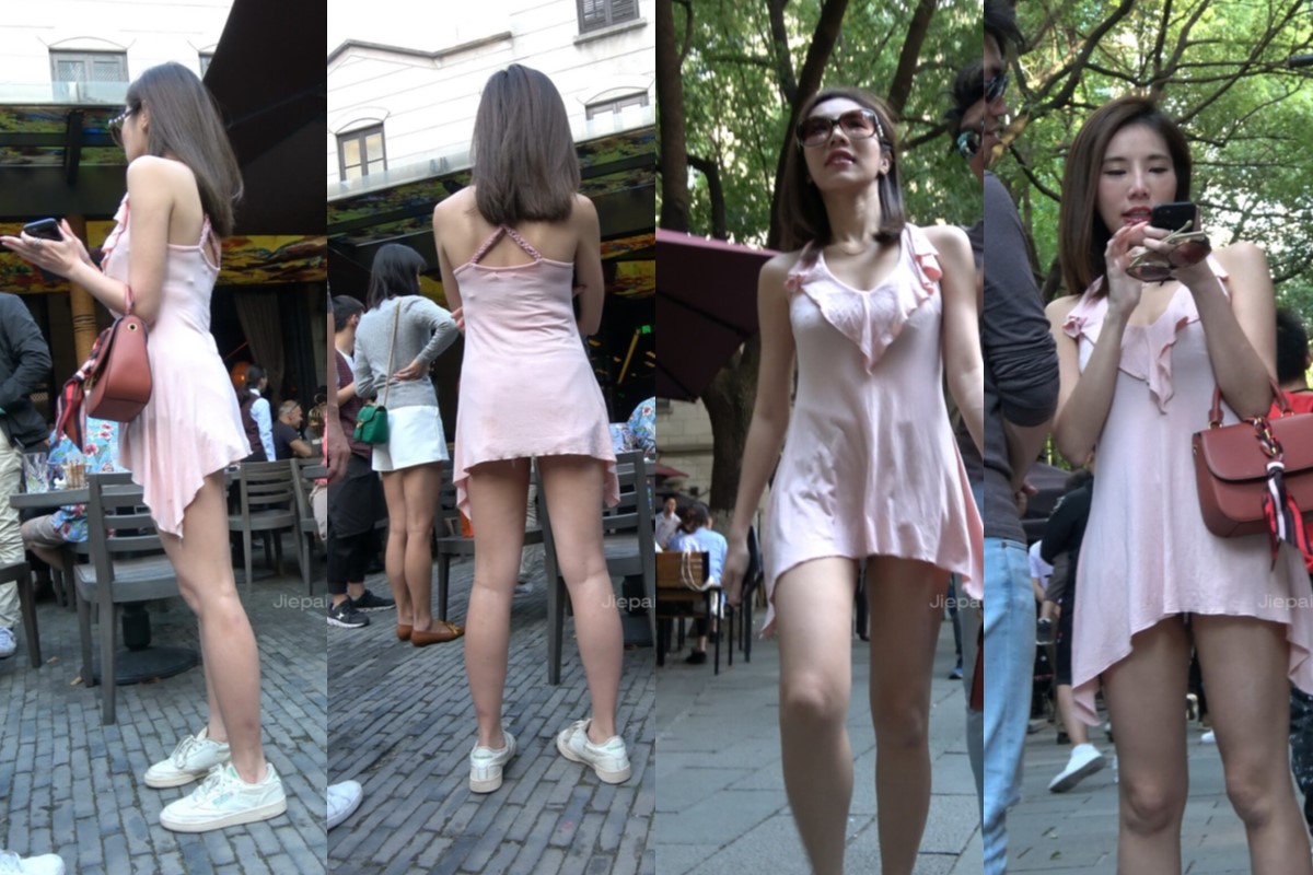 4K - 街拍粉色裙气质美女 [2.27 GB/MP4]