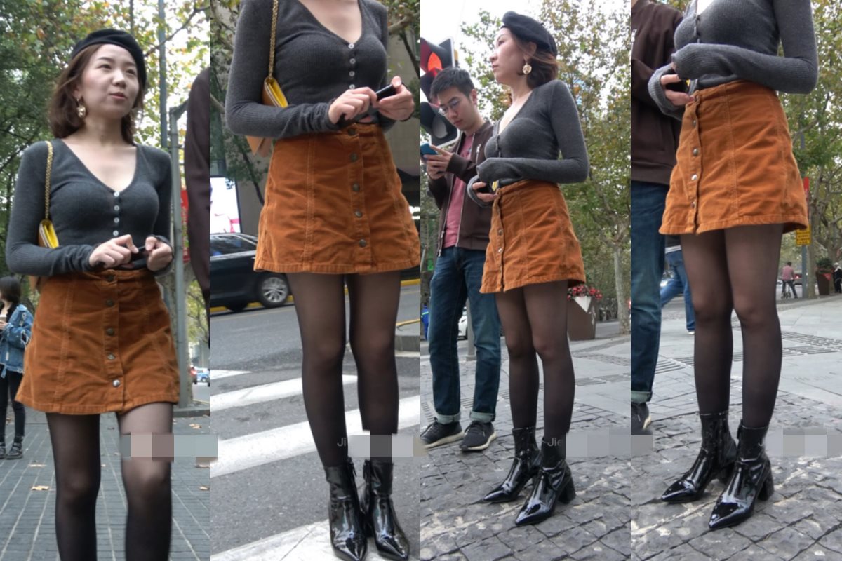 4K - 街拍棕色短裙黑丝美眉 [2.04 GB/MP4]