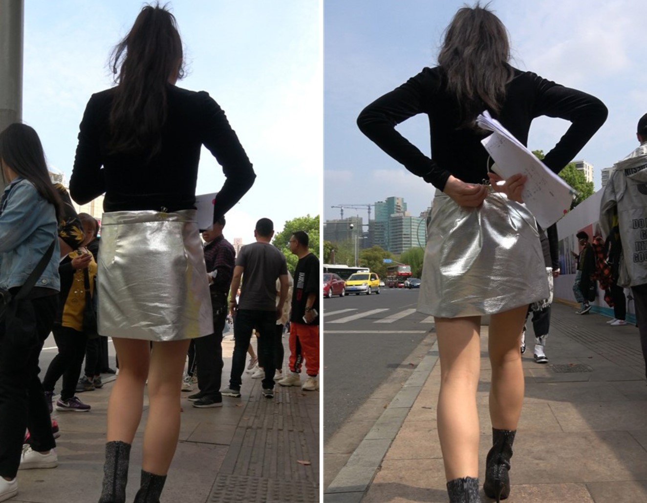 4k-街拍气质满满的银白裙马尾辫小姐姐 [0.99 GB]