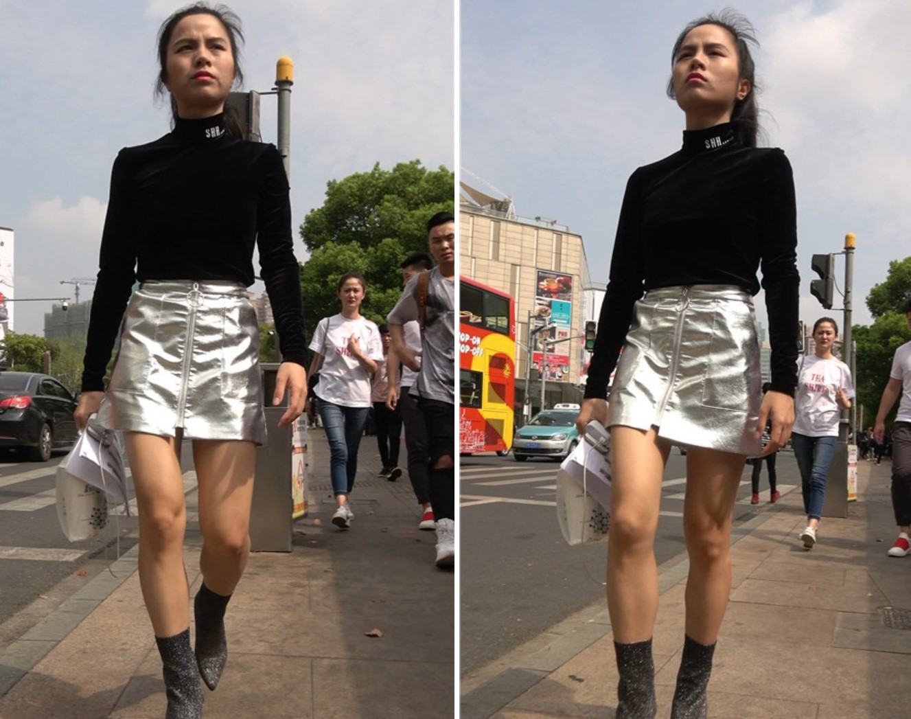 4k-街拍气质满满的银白裙马尾辫小姐姐 [0.99 GB]