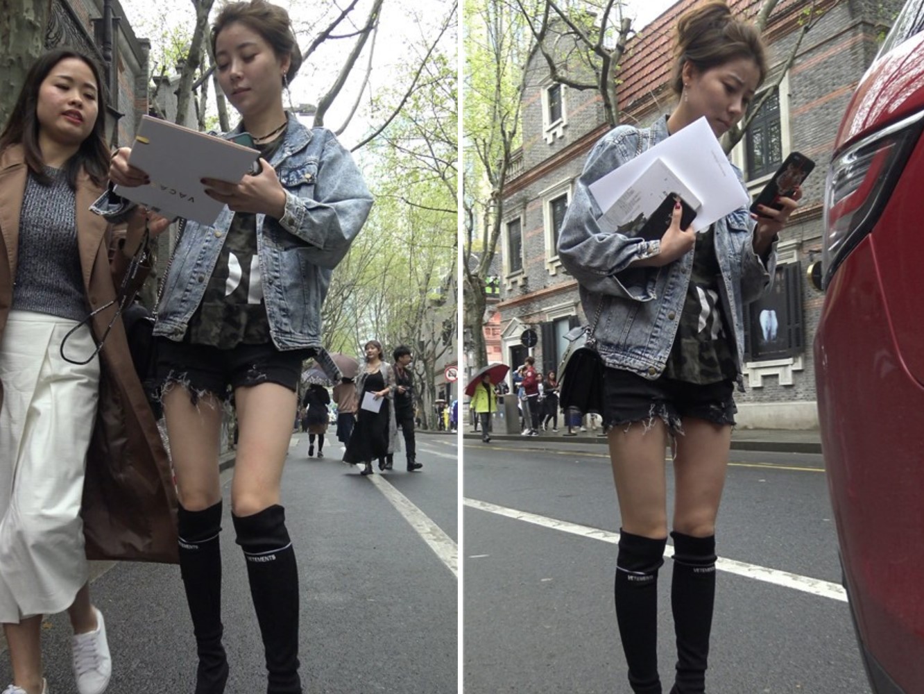 4k-街拍牛仔小外套高挑美丽动人美女 [1.26 GB]