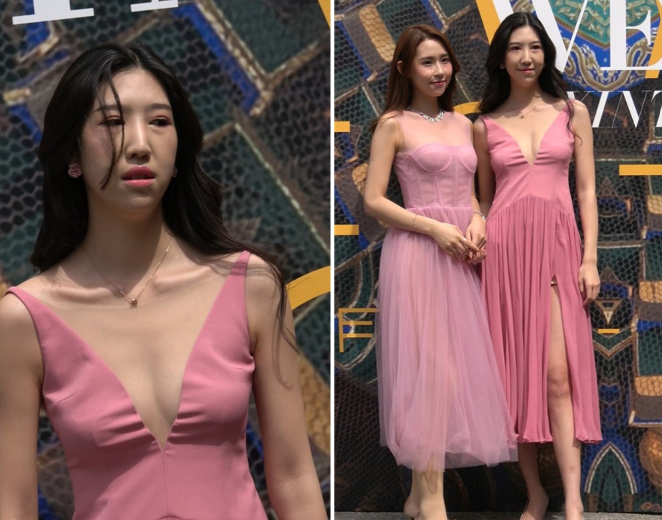 4k-偶遇极品性感的粉红连衣裙V领低胸美女摆拍 [2.06 GB]