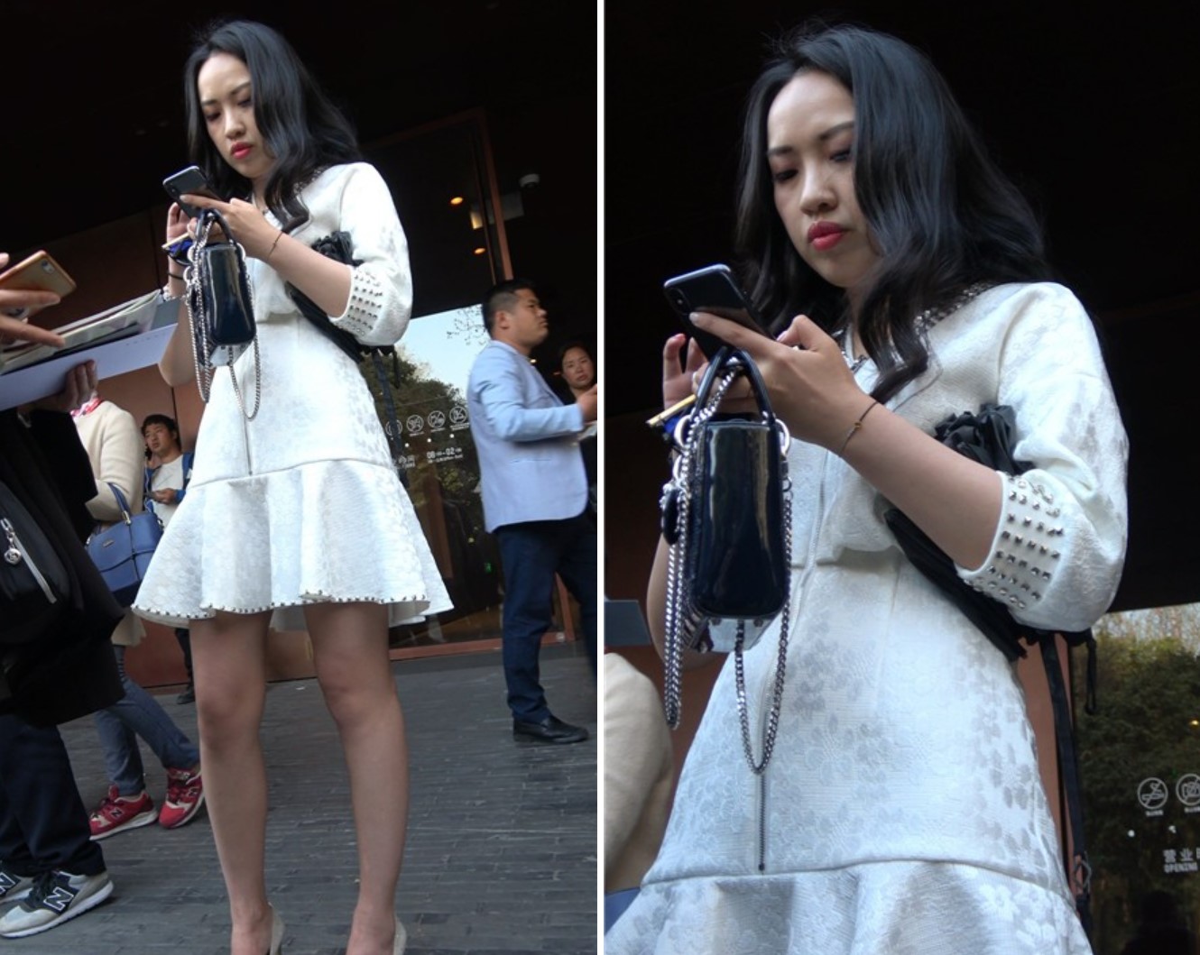 4k-街拍性感美腿白色连衣裙波浪卷发美女 [1.40 GB]