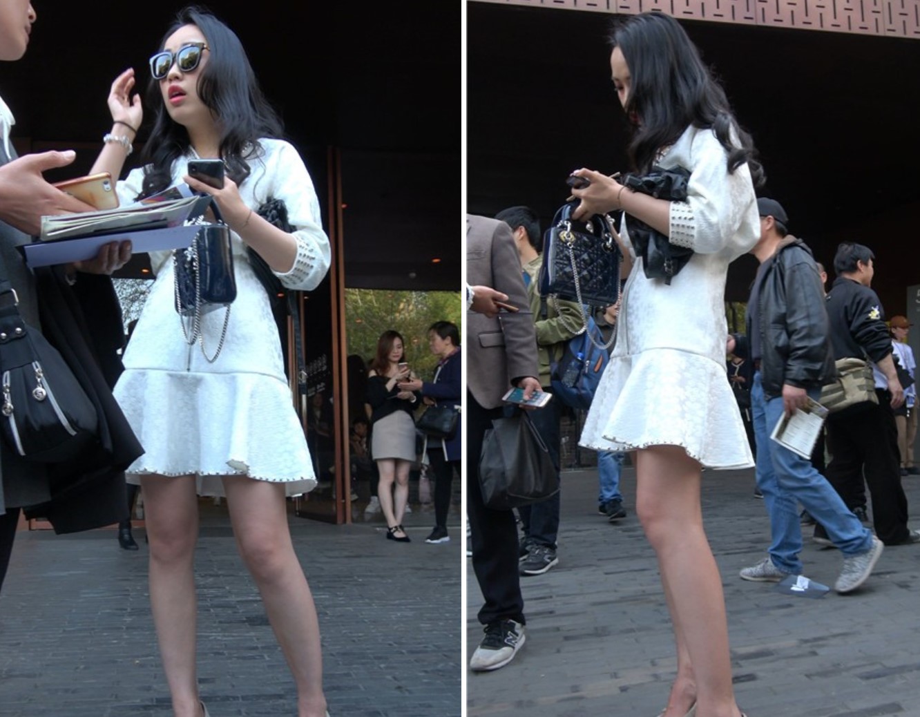 4k-街拍性感美腿白色连衣裙波浪卷发美女 [1.40 GB]