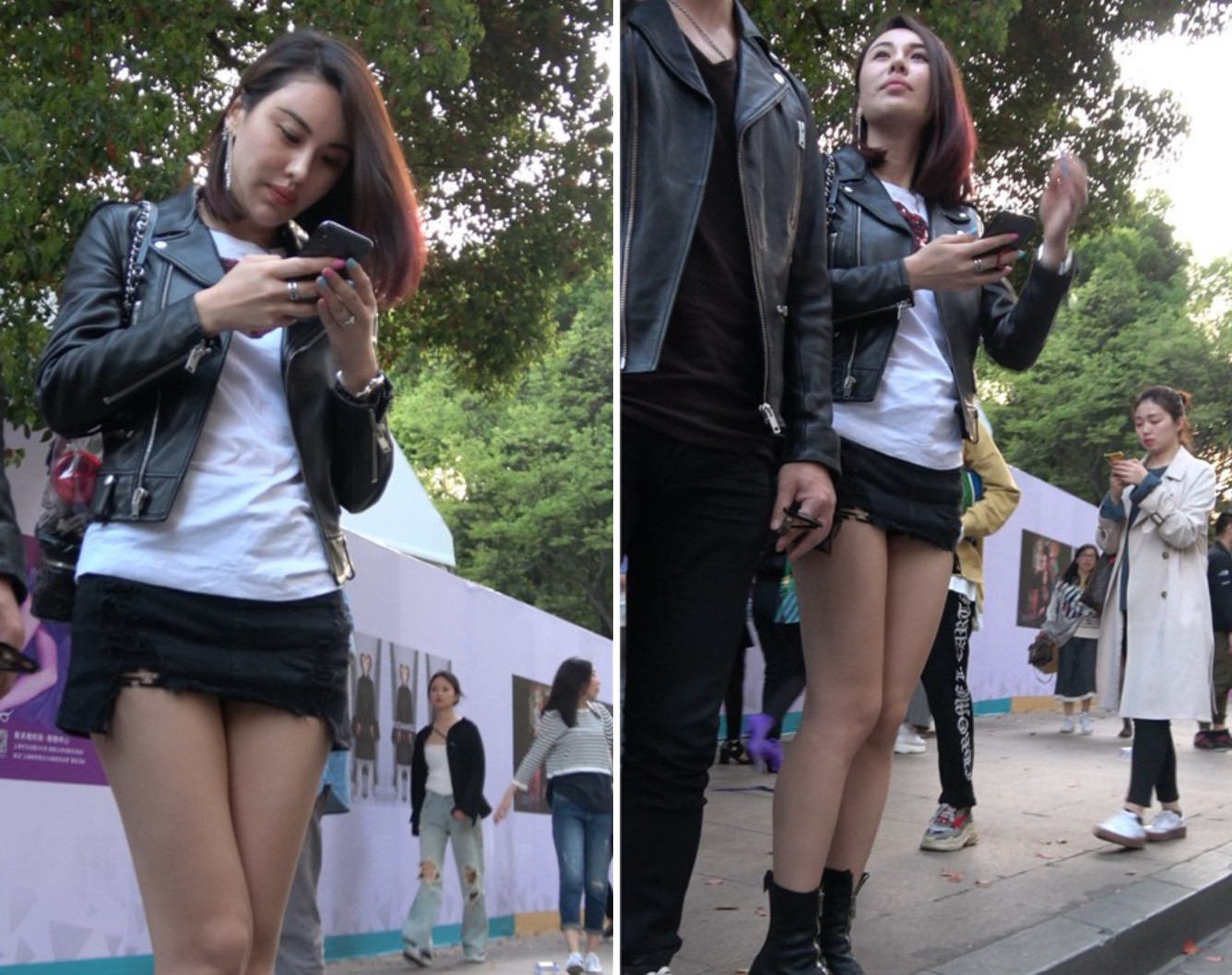 4k-街拍皮衣外套超短裙性感美女 [1.19 GB]