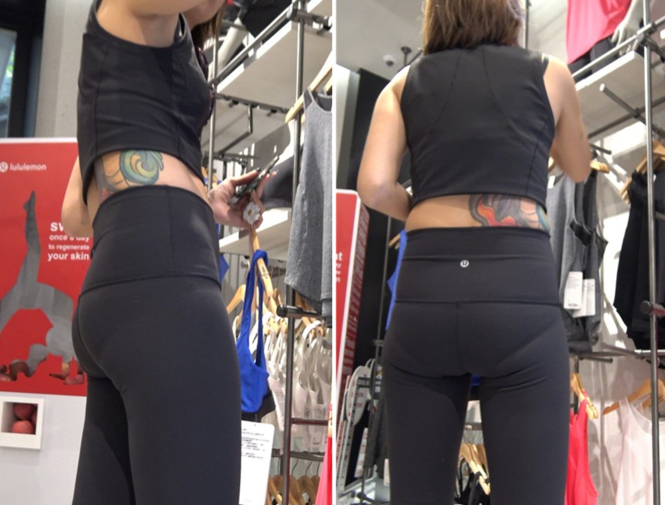 4k-黑色紧身弹力裤纹身美女街拍美腿 [2.09 GB]