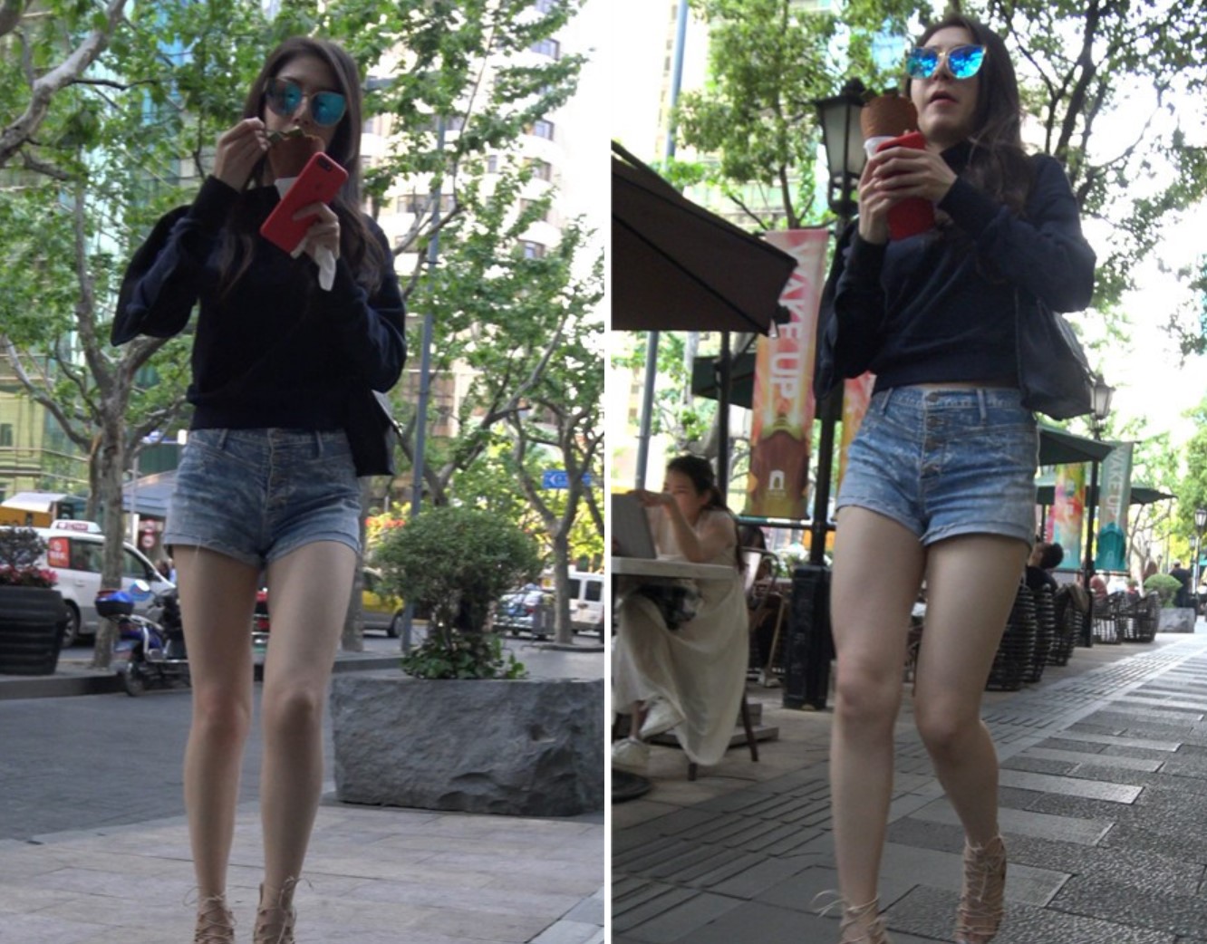 4k-高腰热裤黑衬衫街拍美腿 [1.04 GB]