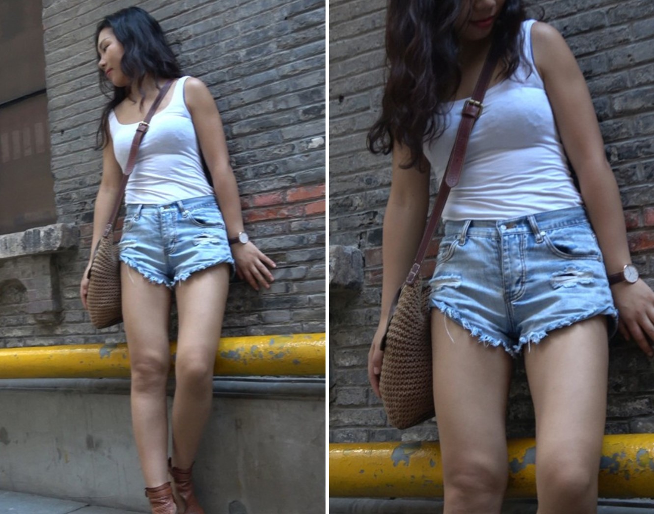 4k-白T恤高腰牛仔热裤街拍美女 [1.27 GB]