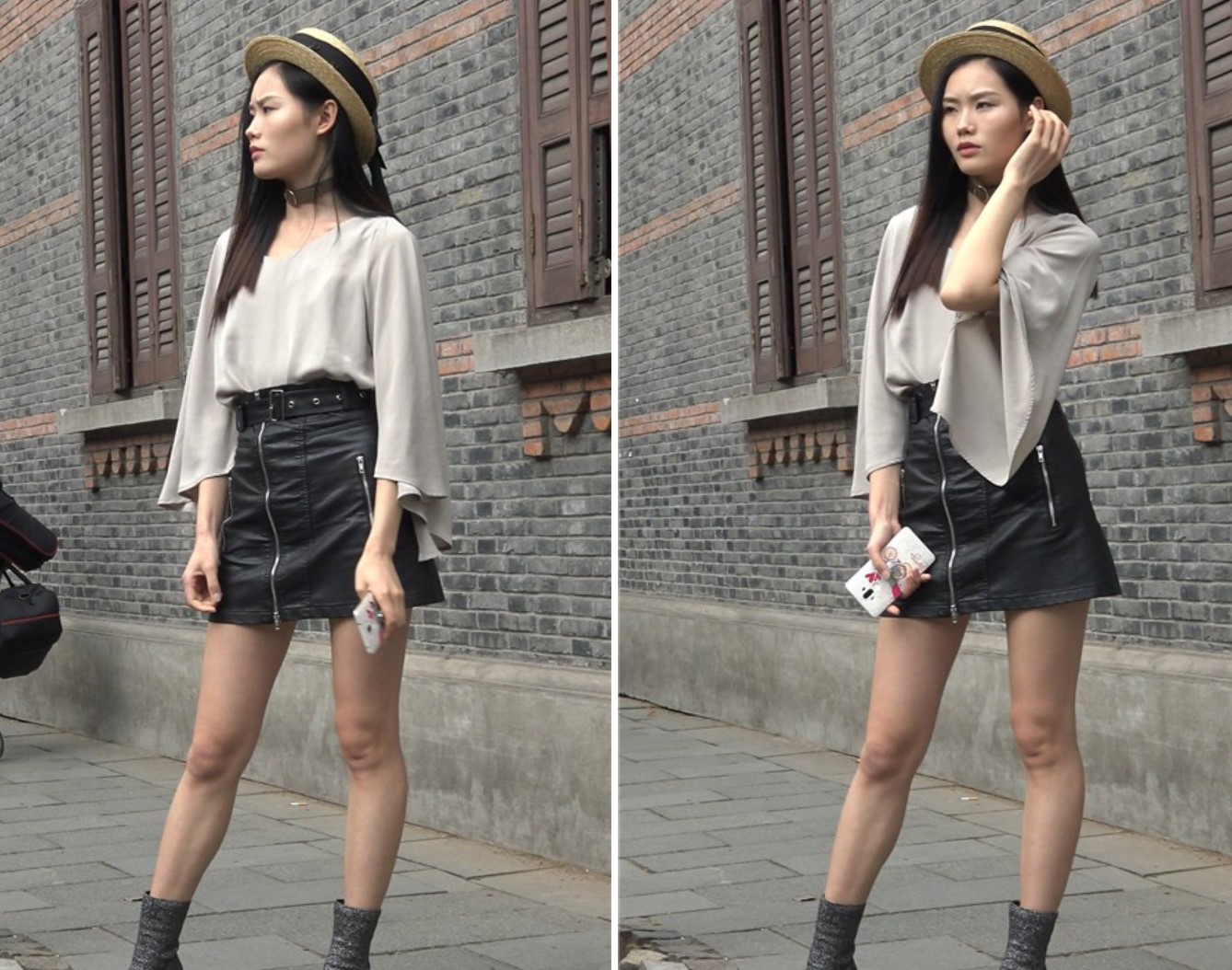 4k-牛仔裤+黑色皮裙街拍美女第二季 [1.01 GB]