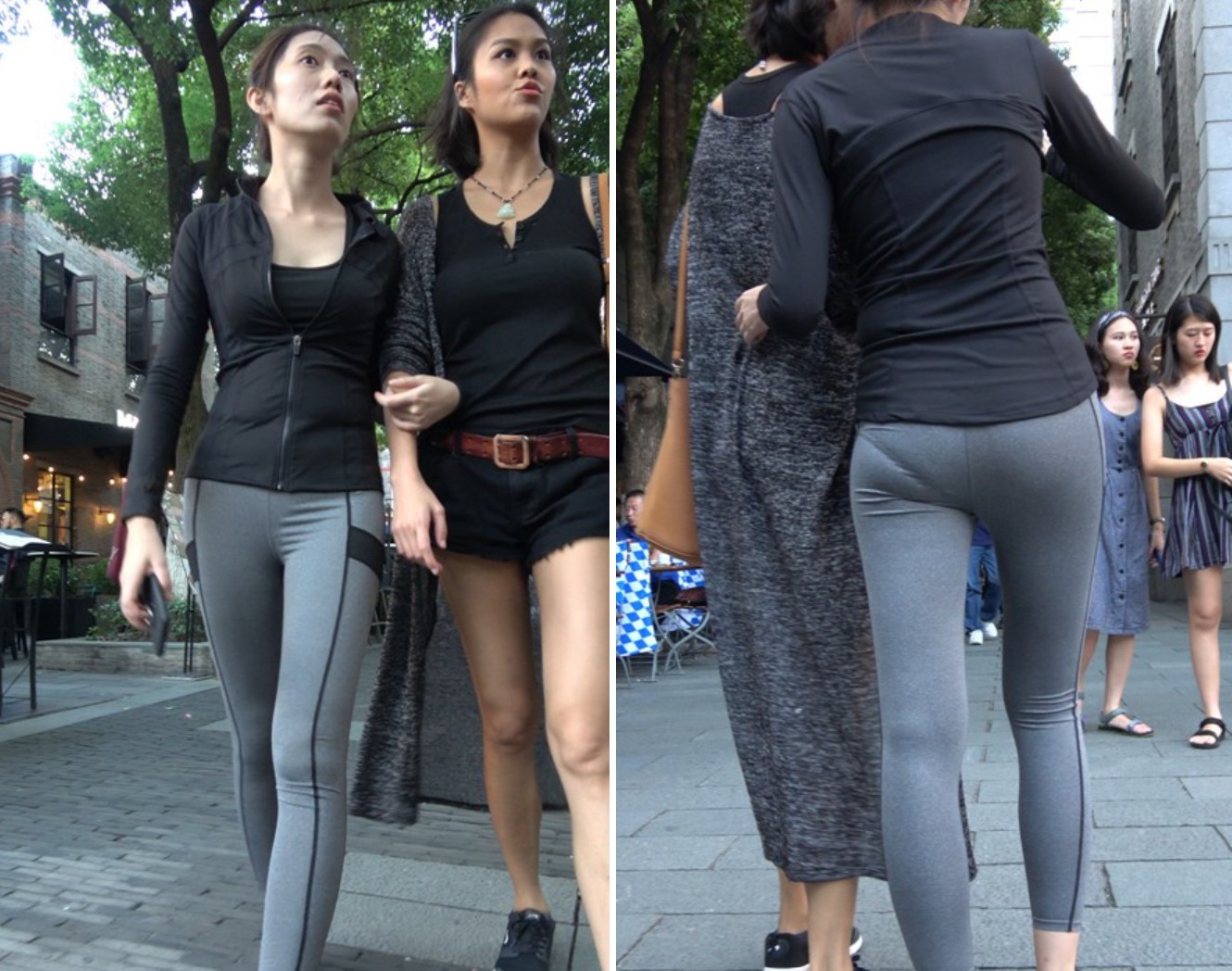 4k-灰色弹力裤运动鞋街拍美女 [1.92 GB]