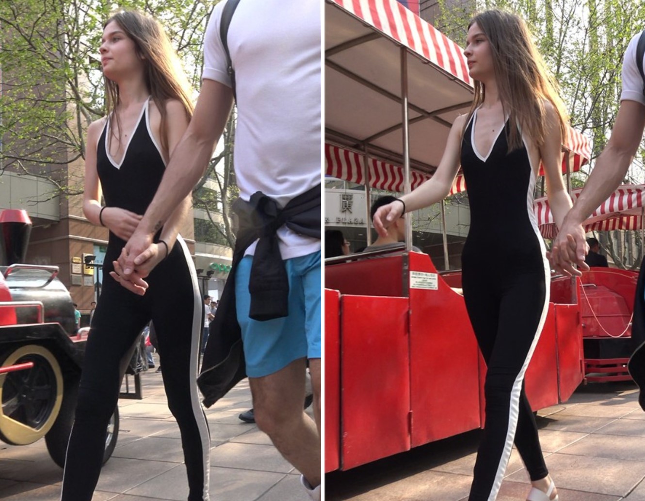 4k-黑色连体衣性感露背装街拍美女 [1.01 GB]